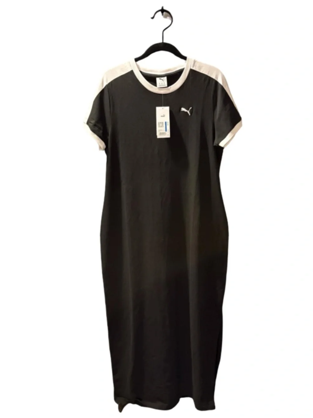 Puma Black Maxi Dress with White Trim and Slit on One Side - Picture 1 of 8